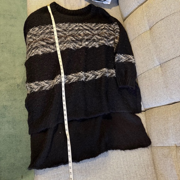 FREE PEOPLE Fair Isle Tunic Sweater Oversized High Low Alpaca Blend, Black | M/L - Picture 7 of 7